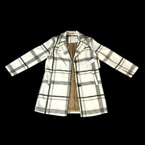 New with Tags Liz Claiborne brown/tan/black plaid mid weight Coat, size medium